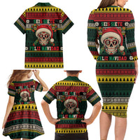 Mexican SEIS Siete 67 Meme Family Matching Long Sleeve Bodycon Dress and Hawaiian Shirt Feliz Navidad Mexico - Wonder Print Shop