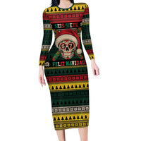 Mexican SEIS Siete 67 Meme Family Matching Long Sleeve Bodycon Dress and Hawaiian Shirt Feliz Navidad Mexico - Wonder Print Shop