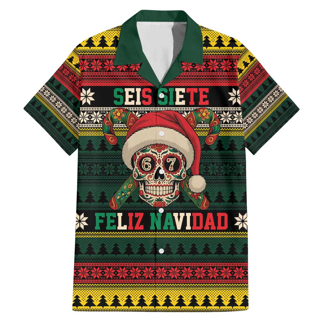 Mexican SEIS Siete 67 Meme Family Matching Mermaid Dress and Hawaiian Shirt Feliz Navidad Mexico - Wonder Print Shop