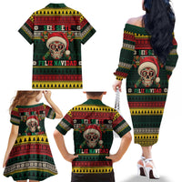 Mexican SEIS Siete 67 Meme Family Matching Off The Shoulder Long Sleeve Dress and Hawaiian Shirt Feliz Navidad Mexico - Wonder Print Shop