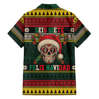 Mexican SEIS Siete 67 Meme Family Matching Off The Shoulder Long Sleeve Dress and Hawaiian Shirt Feliz Navidad Mexico - Wonder Print Shop