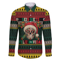 Mexican SEIS Siete 67 Meme Family Matching Off The Shoulder Long Sleeve Dress and Hawaiian Shirt Feliz Navidad Mexico - Wonder Print Shop