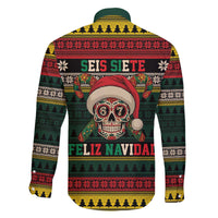 Mexican SEIS Siete 67 Meme Family Matching Off The Shoulder Long Sleeve Dress and Hawaiian Shirt Feliz Navidad Mexico - Wonder Print Shop