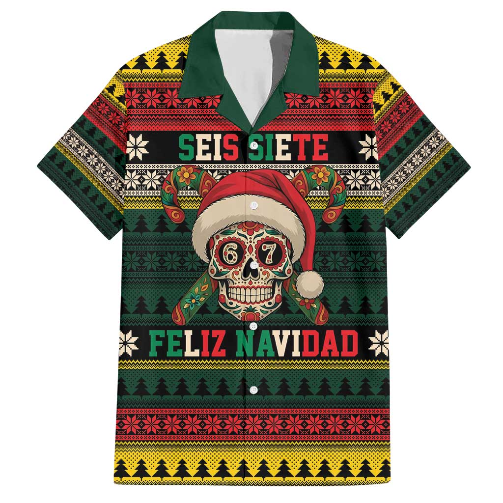 Mexican SEIS Siete 67 Meme Family Matching Short Sleeve Bodycon Dress and Hawaiian Shirt Feliz Navidad Mexico - Wonder Print Shop