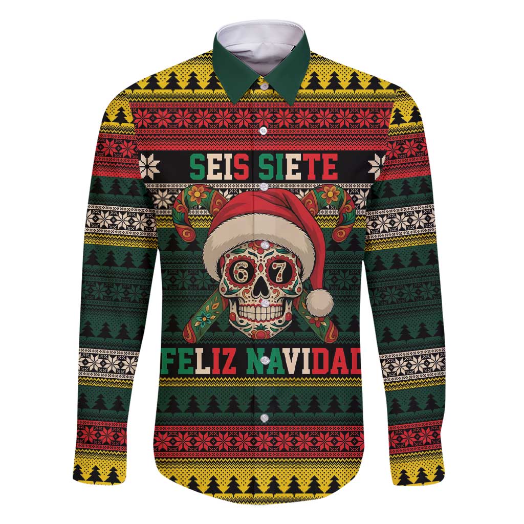 Mexican SEIS Siete 67 Meme Family Matching Short Sleeve Bodycon Dress and Hawaiian Shirt Feliz Navidad Mexico - Wonder Print Shop