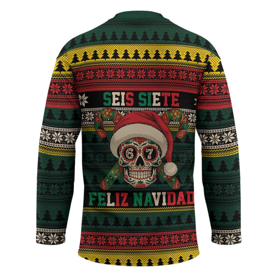 Mexican SEIS Siete 67 Meme Hockey Jersey Feliz Navidad Mexico - Wonder Print Shop