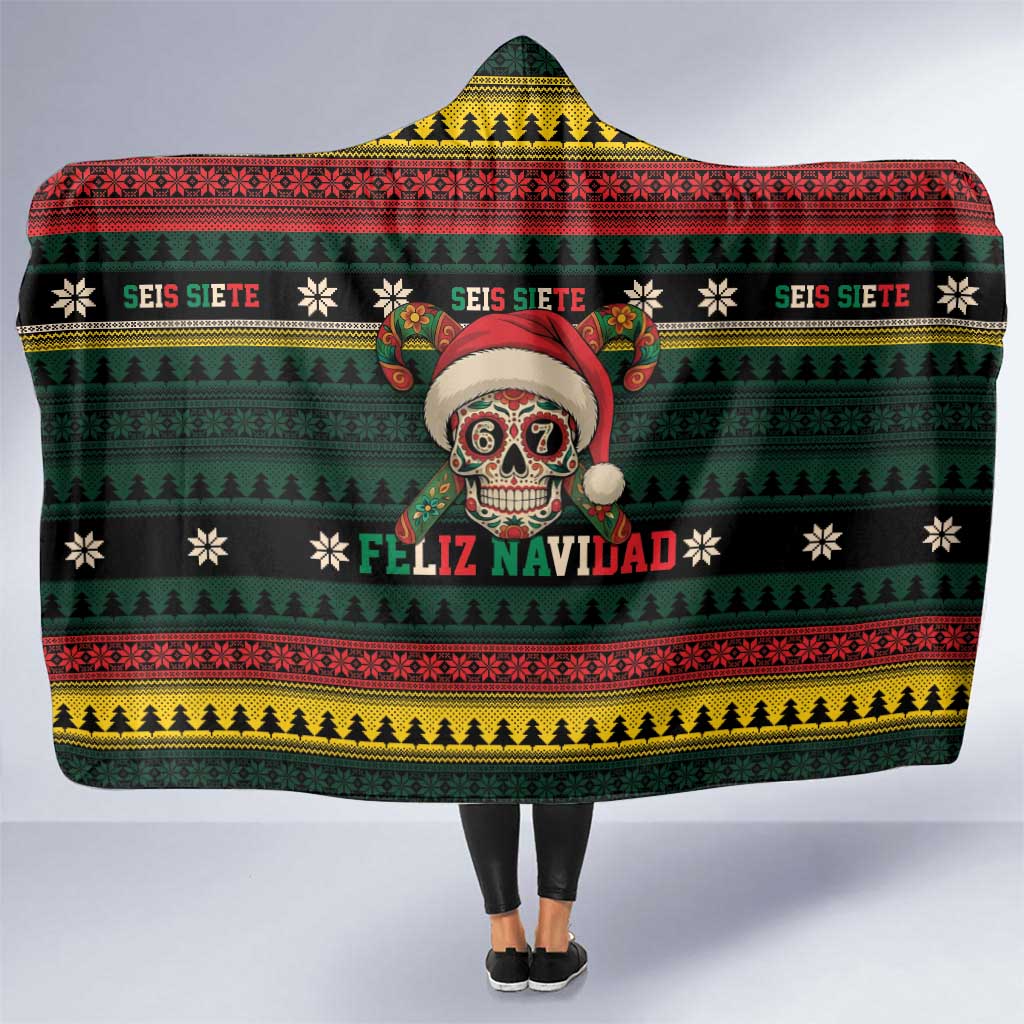 Mexican SEIS Siete 67 Meme Hooded Blanket Feliz Navidad Mexico - Wonder Print Shop