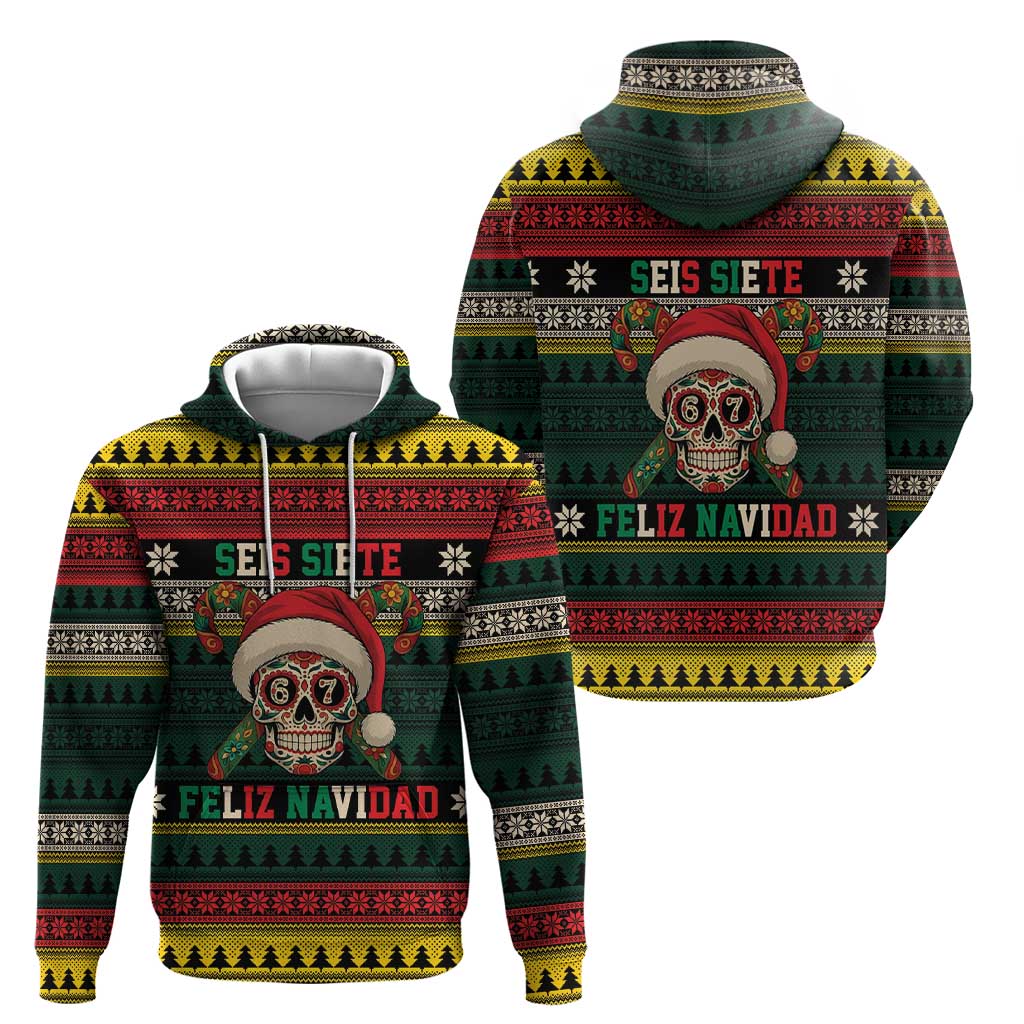 Mexican SEIS Siete 67 Meme Hoodie Feliz Navidad Mexico - Wonder Print Shop