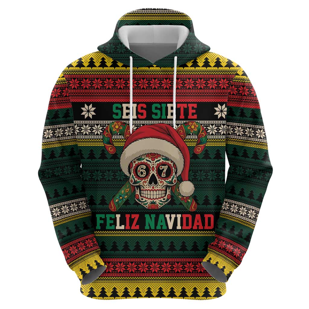 Mexican SEIS Siete 67 Meme Hoodie Feliz Navidad Mexico - Wonder Print Shop