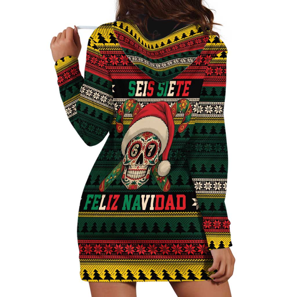 Mexican SEIS Siete 67 Meme Hoodie Dress Feliz Navidad Mexico - Wonder Print Shop