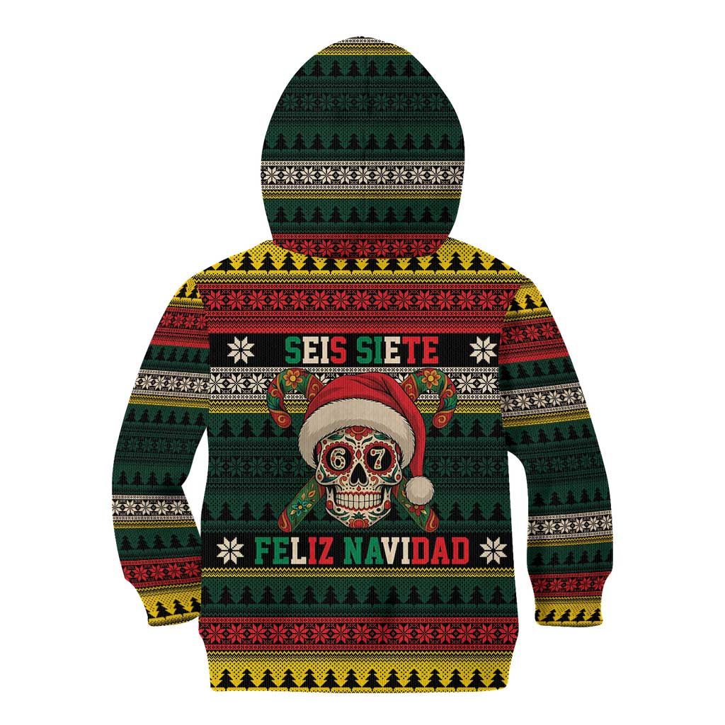Mexican SEIS Siete 67 Meme Kid Hoodie Feliz Navidad Mexico - Wonder Print Shop