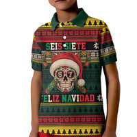 Mexican SEIS Siete 67 Meme Kid Polo Shirt Feliz Navidad Mexico - Wonder Print Shop