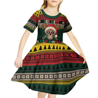 Mexican SEIS Siete 67 Meme Kid Short Sleeve Dress Feliz Navidad Mexico - Wonder Print Shop