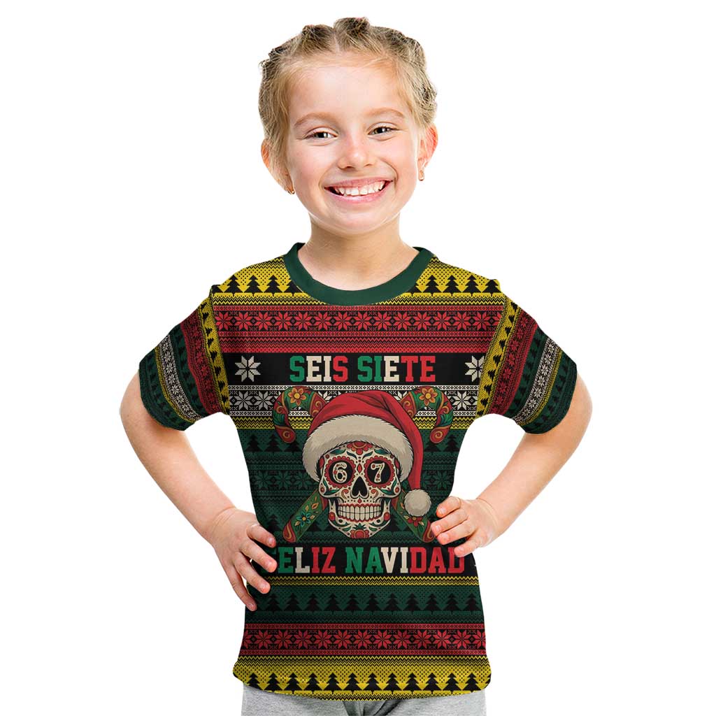 Mexican SEIS Siete 67 Meme Kid T Shirt Feliz Navidad Mexico - Wonder Print Shop