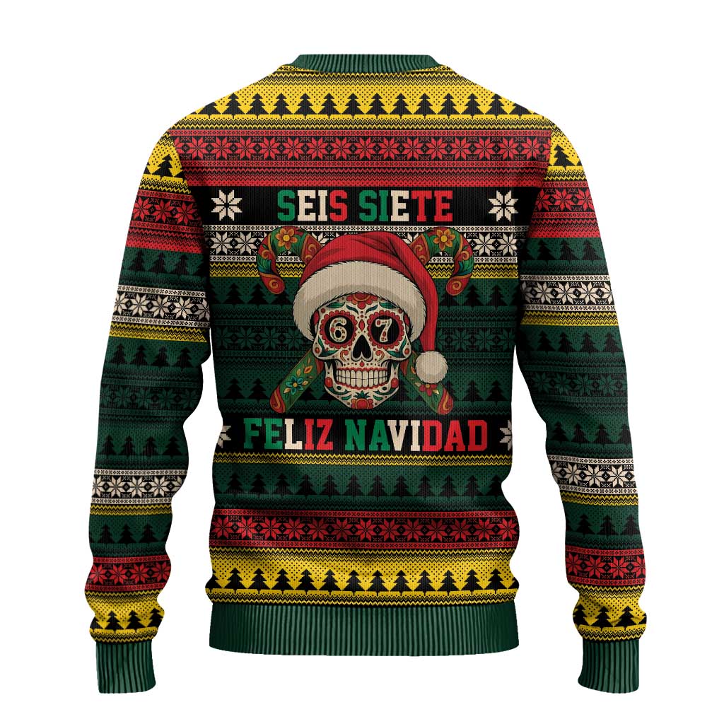 Mexican SEIS Siete 67 Meme Ugly Christmas Sweater Feliz Navidad Mexico - Wonder Print Shop