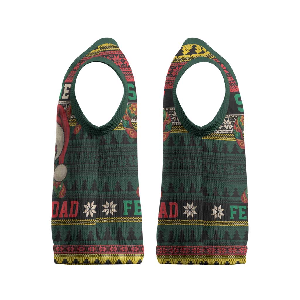 Mexican SEIS Siete 67 Meme Christmas Knitted V-Neck Vest Feliz Navidad Mexico - Wonder Print Shop