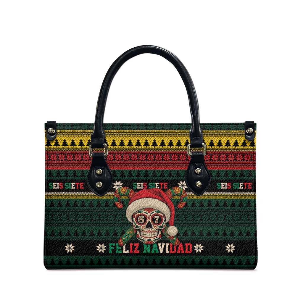 Mexican SEIS Siete 67 Meme Leather Bag Feliz Navidad Mexico - Wonder Print Shop