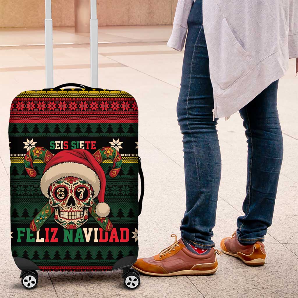 Mexican SEIS Siete 67 Meme Luggage Cover Feliz Navidad Mexico - Wonder Print Shop