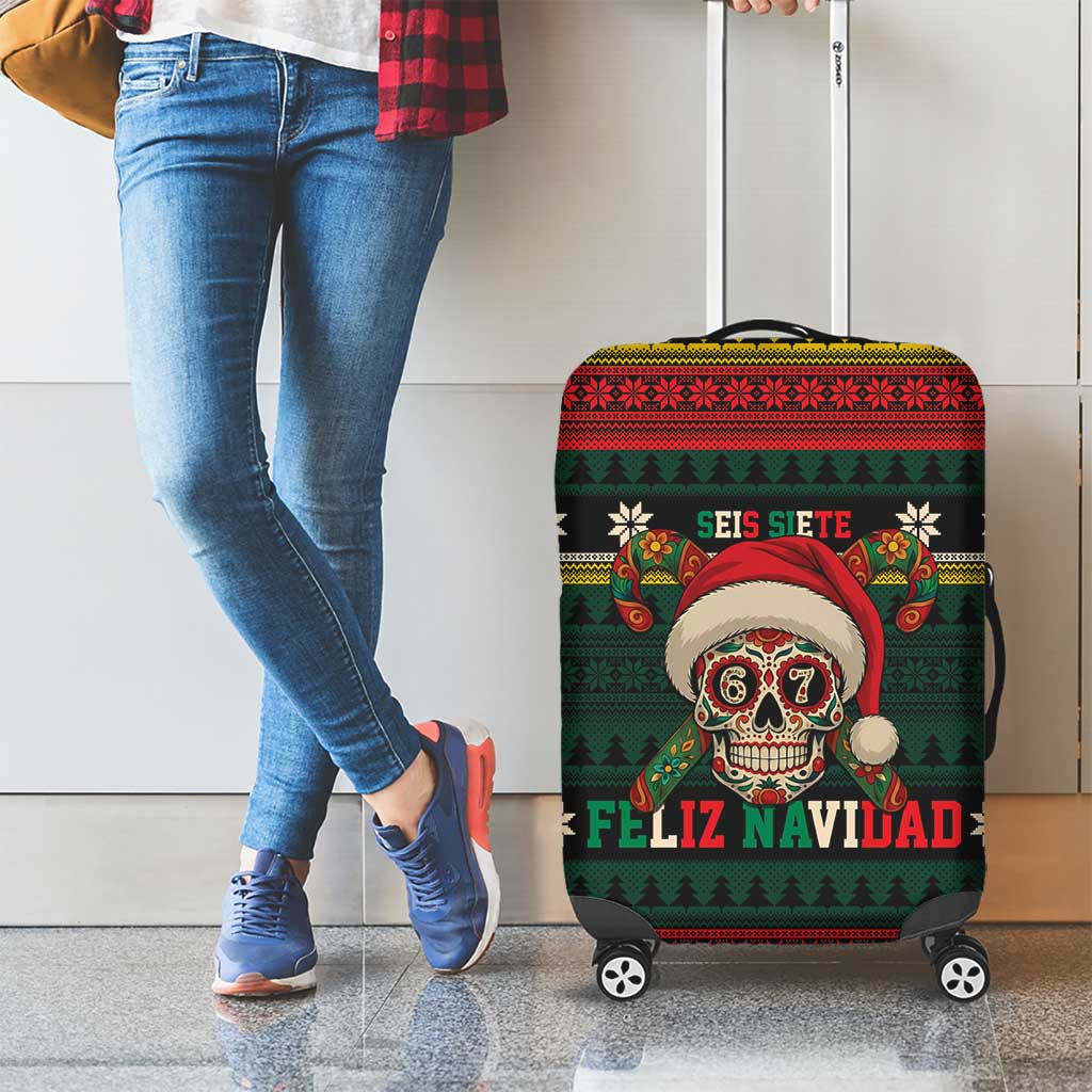 Mexican SEIS Siete 67 Meme Luggage Cover Feliz Navidad Mexico - Wonder Print Shop