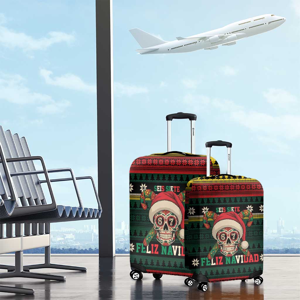 Mexican SEIS Siete 67 Meme Luggage Cover Feliz Navidad Mexico - Wonder Print Shop