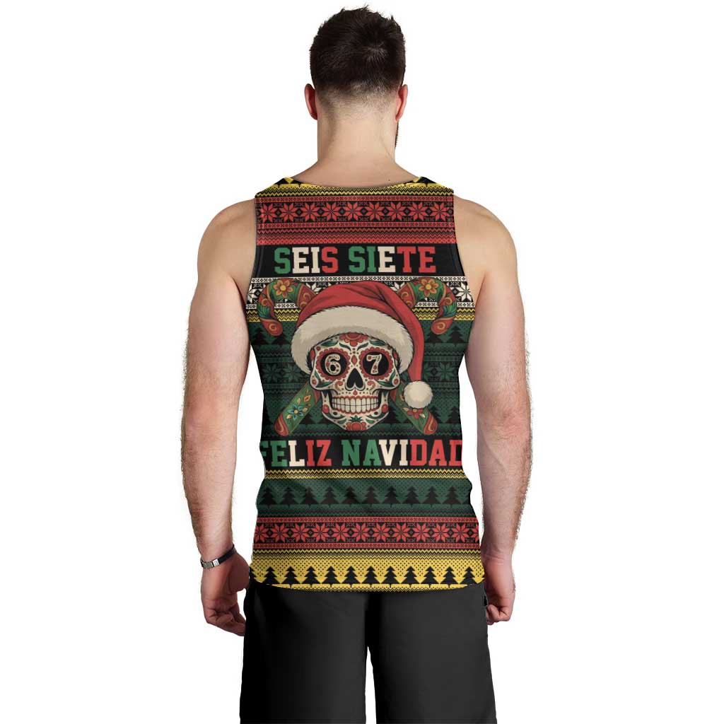 Mexican SEIS Siete 67 Meme Men Tank Top Feliz Navidad Mexico - Wonder Print Shop