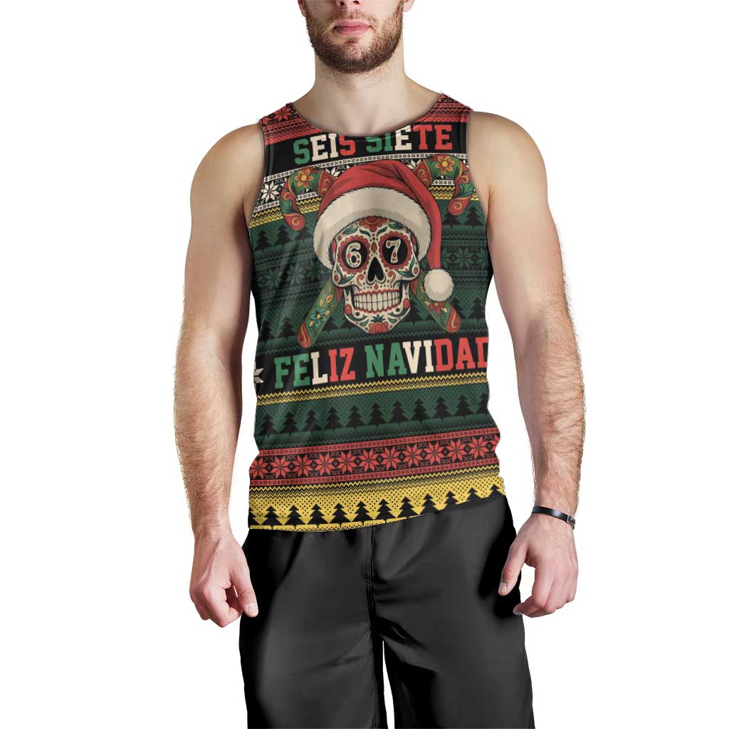 Mexican SEIS Siete 67 Meme Men Tank Top Feliz Navidad Mexico - Wonder Print Shop