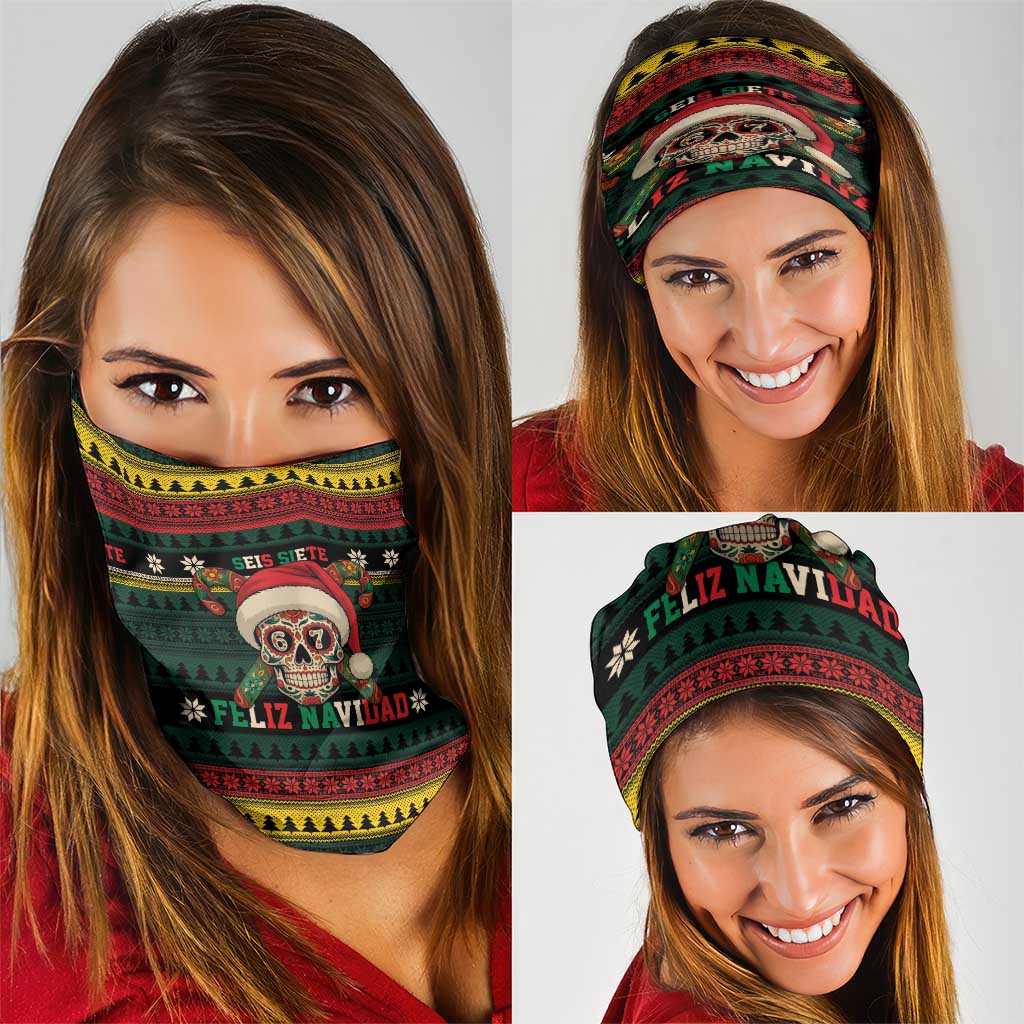 Mexican SEIS Siete 67 Meme Neck Gaiter Feliz Navidad Mexico - Wonder Print Shop