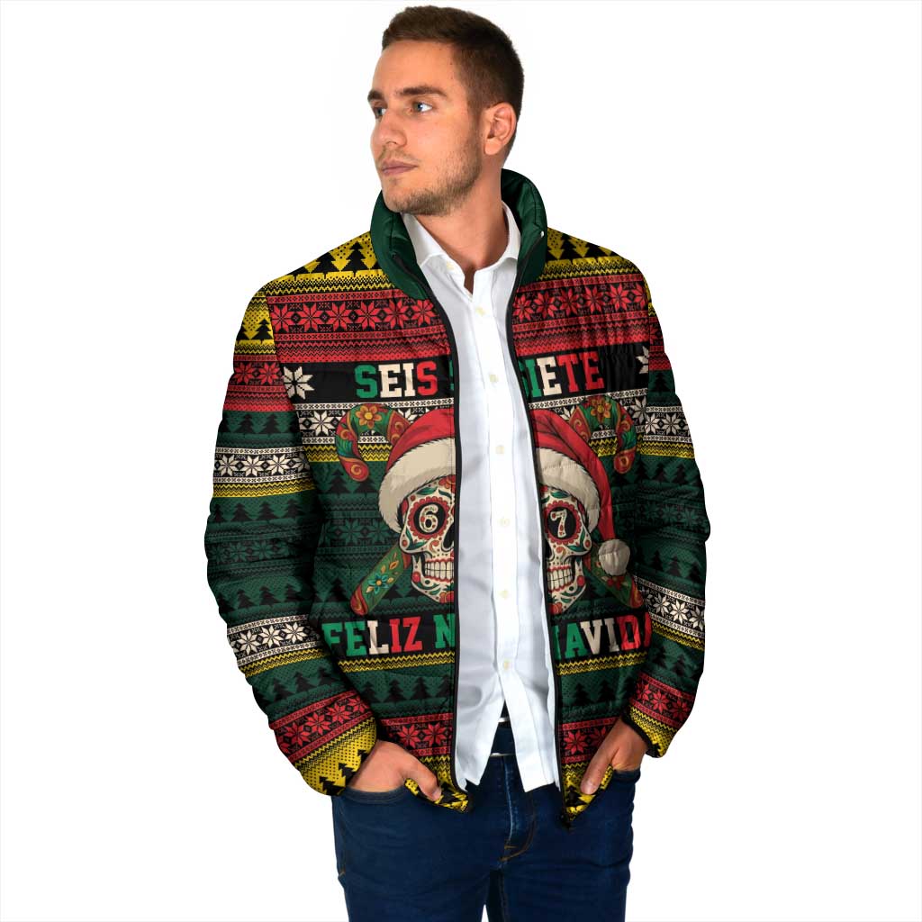 Mexican SEIS Siete 67 Meme Padded Jacket Feliz Navidad Mexico - Wonder Print Shop