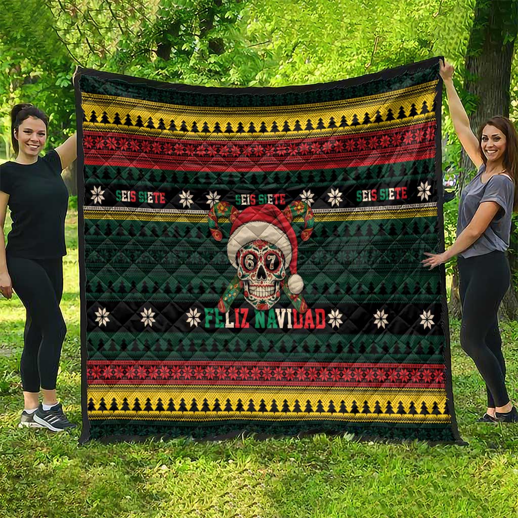 Mexican SEIS Siete 67 Meme Quilt Feliz Navidad Mexico - Wonder Print Shop