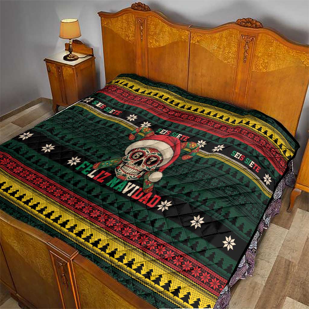 Mexican SEIS Siete 67 Meme Quilt Feliz Navidad Mexico - Wonder Print Shop
