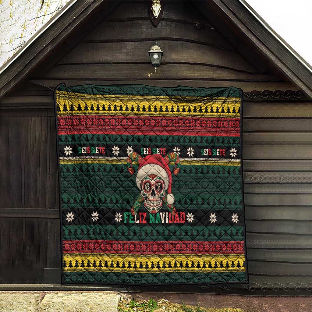 Mexican SEIS Siete 67 Meme Quilt Feliz Navidad Mexico - Wonder Print Shop