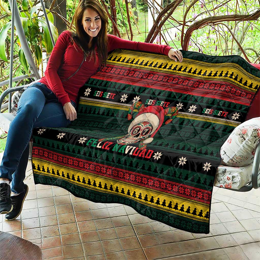 Mexican SEIS Siete 67 Meme Quilt Feliz Navidad Mexico - Wonder Print Shop