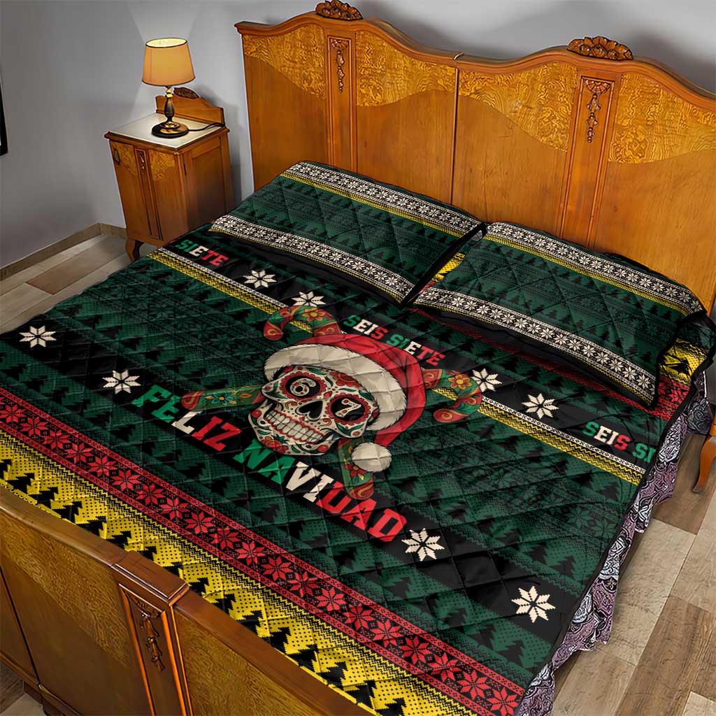 Mexican SEIS Siete 67 Meme Quilt Bed Set Feliz Navidad Mexico - Wonder Print Shop