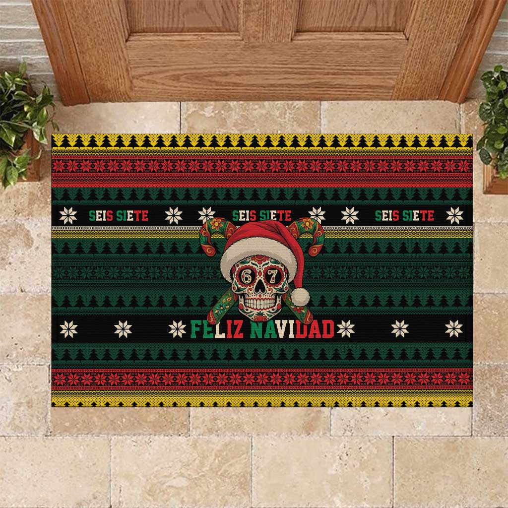 Mexican SEIS Siete 67 Meme Rubber Doormat Feliz Navidad Mexico - Wonder Print Shop