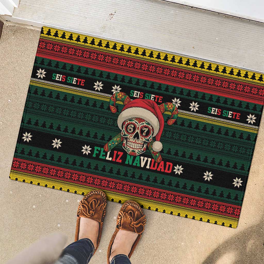 Mexican SEIS Siete 67 Meme Rubber Doormat Feliz Navidad Mexico - Wonder Print Shop