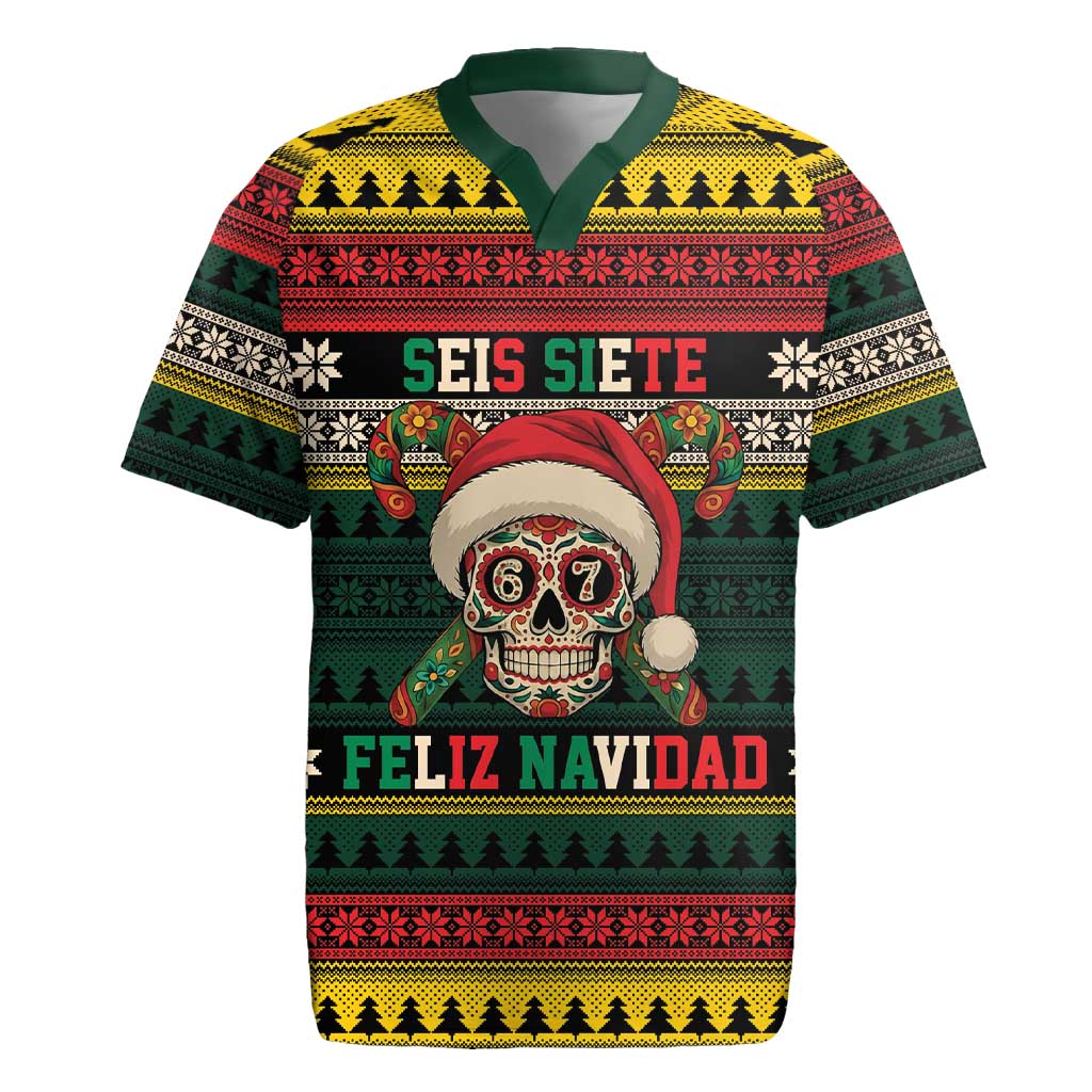 Mexican SEIS Siete 67 Meme Rugby Jersey Feliz Navidad Mexico - Wonder Print Shop