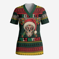 Mexican SEIS Siete 67 Meme Scrub Top Feliz Navidad Mexico - Wonder Print Shop