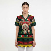 Mexican SEIS Siete 67 Meme Scrub Top Feliz Navidad Mexico - Wonder Print Shop