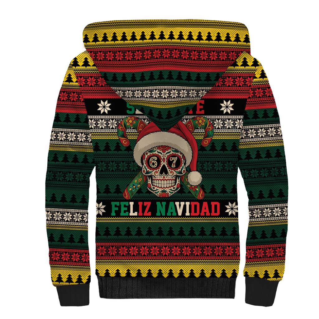 Mexican SEIS Siete 67 Meme Sherpa Hoodie Feliz Navidad Mexico - Wonder Print Shop