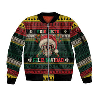 Mexican SEIS Siete 67 Meme Sleeve Zip Bomber Jacket Feliz Navidad Mexico - Wonder Print Shop
