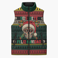 Mexican SEIS Siete 67 Meme Sleeveless Puffer Jacket Feliz Navidad Mexico - Wonder Print Shop