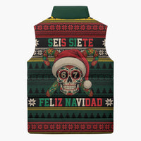 Mexican SEIS Siete 67 Meme Sleeveless Puffer Jacket Feliz Navidad Mexico - Wonder Print Shop