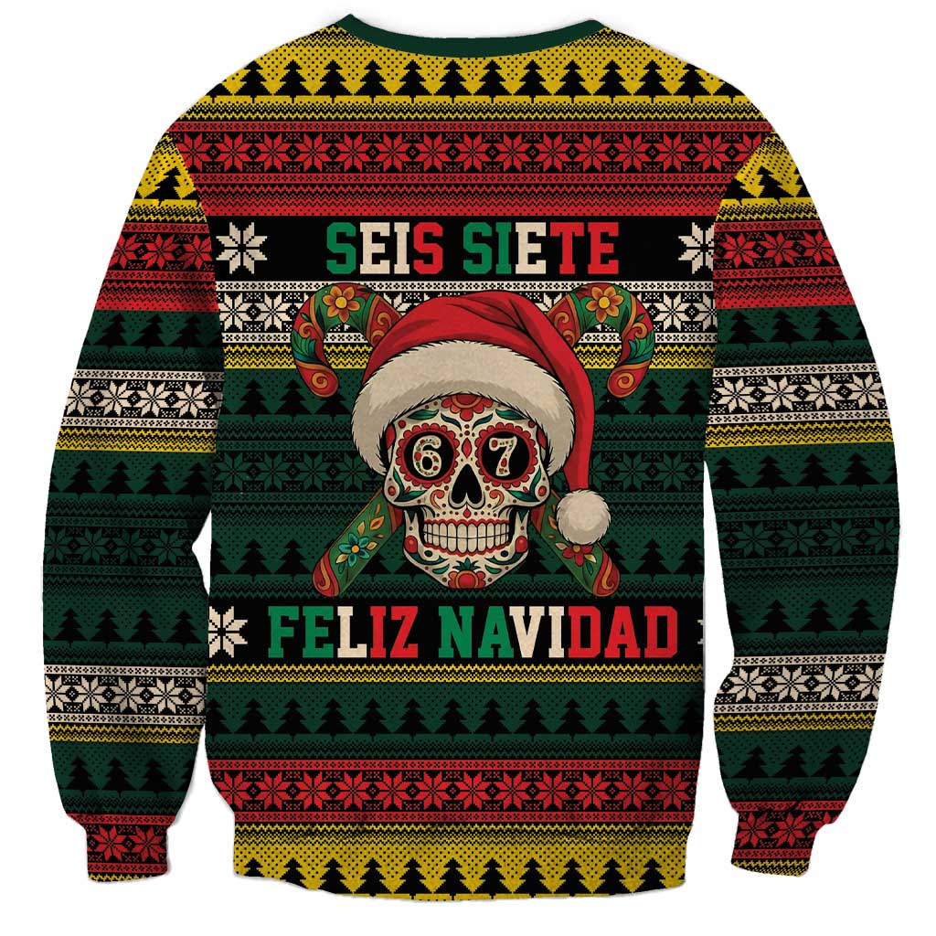 Mexican SEIS Siete 67 Meme Sweatshirt Feliz Navidad Mexico - Wonder Print Shop