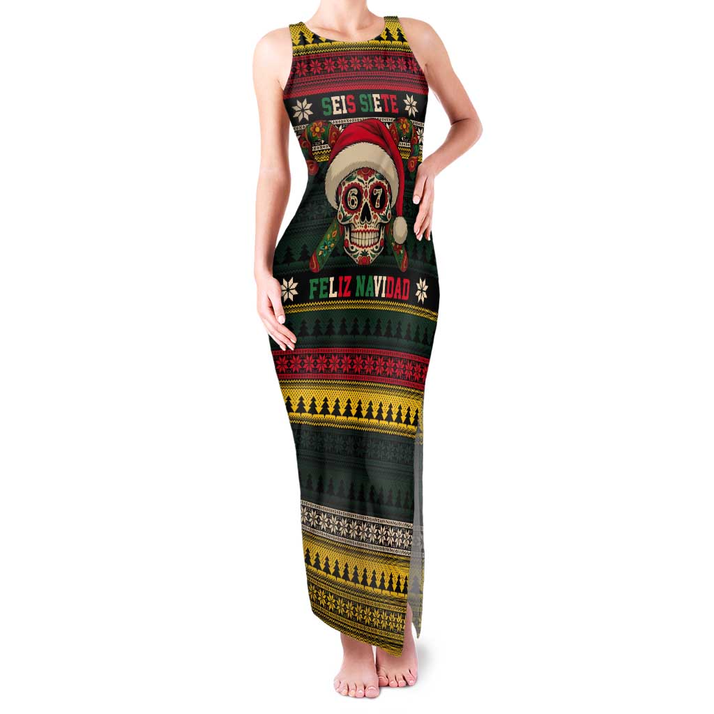 Mexican SEIS Siete 67 Meme Tank Maxi Dress Feliz Navidad Mexico - Wonder Print Shop