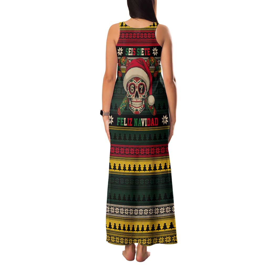 Mexican SEIS Siete 67 Meme Tank Maxi Dress Feliz Navidad Mexico - Wonder Print Shop