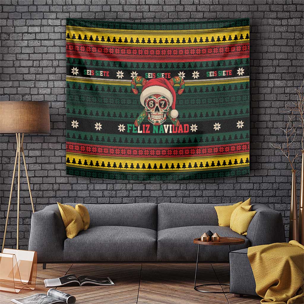 Mexican SEIS Siete 67 Meme Tapestry Feliz Navidad Mexico - Wonder Print Shop