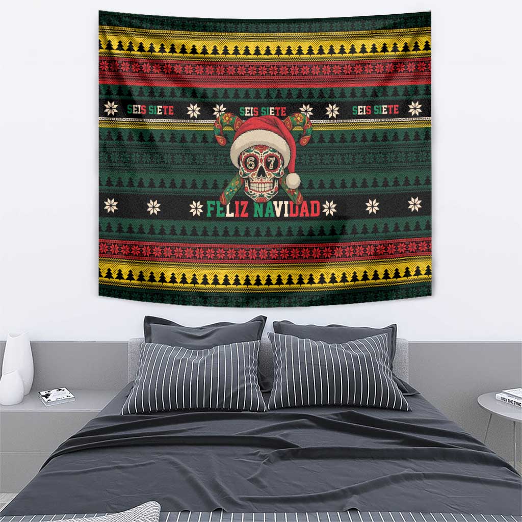 Mexican SEIS Siete 67 Meme Tapestry Feliz Navidad Mexico - Wonder Print Shop