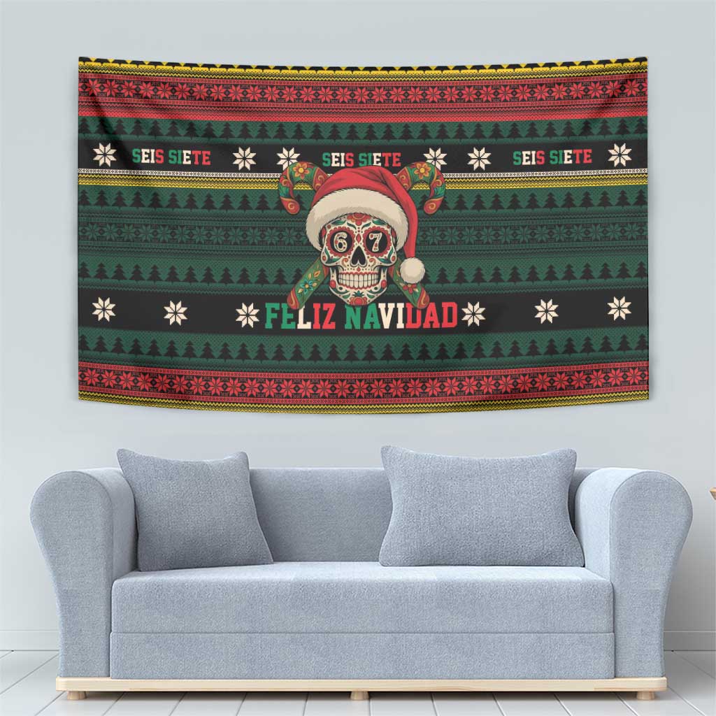 Mexican SEIS Siete 67 Meme Tapestry Feliz Navidad Mexico - Wonder Print Shop
