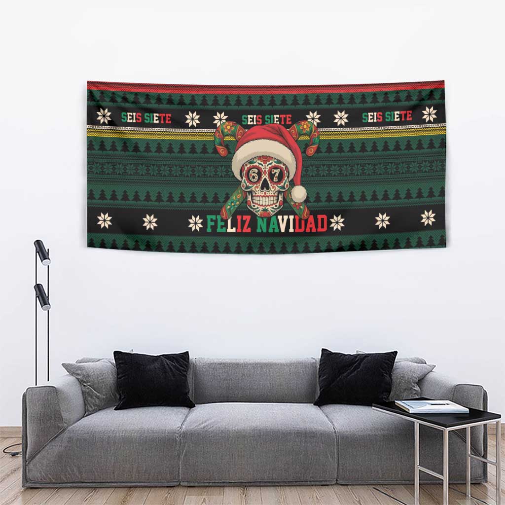 Mexican SEIS Siete 67 Meme Tapestry Feliz Navidad Mexico - Wonder Print Shop