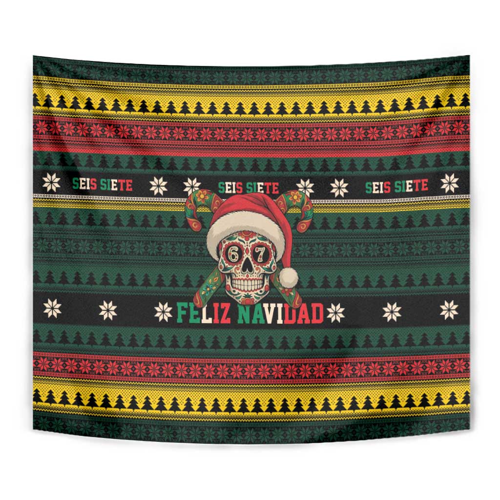Mexican SEIS Siete 67 Meme Tapestry Feliz Navidad Mexico - Wonder Print Shop